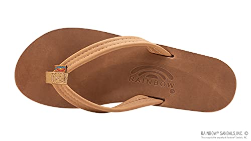 Essentials: Rainbow Sandals Ladies Luxury Leather - Single Layer Arch Support with a 3/4" Medium Strap Buckskin, Ladies size S / 5.5-6.5