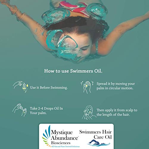 Mystique's MIRACLE Herbal Swimmer's Leave-in Hair Oil Pre-Swim Defense, Chlorine Protection, Removal, Beach Water Sun Protection, Hair Dryness, Anti-Dandruff, Fix Dry and Itchy Scalp