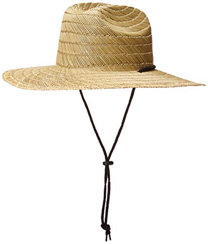 Essentials: Quiksilver mens Pierside Straw Lifeguard Beach Straw Sun Hat, Natural/Black, Large-X-Large US