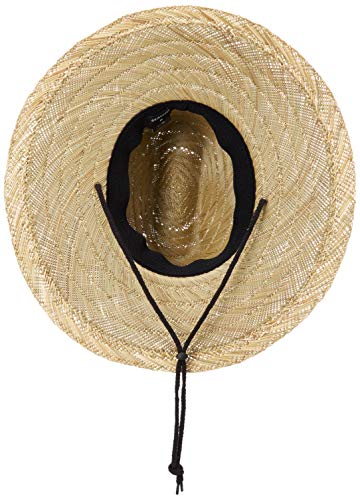 Essentials: Quiksilver mens Pierside Straw Lifeguard Beach Straw Sun Hat, Natural/Black, Large-X-Large US