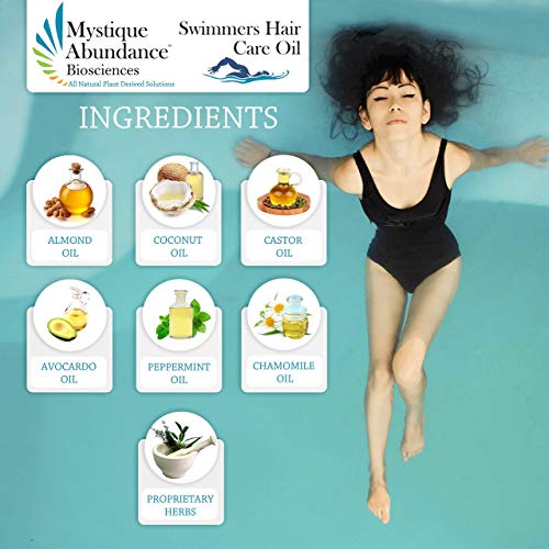 Mystique's MIRACLE Herbal Swimmer's Leave-in Hair Oil Pre-Swim Defense, Chlorine Protection, Removal, Beach Water Sun Protection, Hair Dryness, Anti-Dandruff, Fix Dry and Itchy Scalp