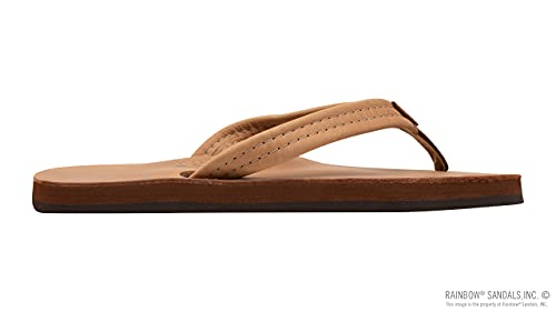 Essentials: Rainbow Sandals Ladies Luxury Leather - Single Layer Arch Support with a 3/4" Medium Strap Buckskin, Ladies size S / 5.5-6.5