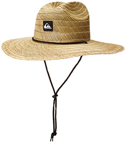 Essentials: Quiksilver mens Pierside Straw Lifeguard Beach Straw Sun Hat, Natural/Black, Large-X-Large US